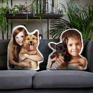 Mon animal de compagnie et moi-même coussins en forme de chien personnalisé en forme de chat, cadeau pour amoureux des animaux de compagnie, cadeau commémoratif pour animal de compagnie