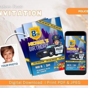 Police Birthday Invitation Canva Template Printable Birthday Party Invitation Boy Birthday Invitation Police Officer Calling All Units