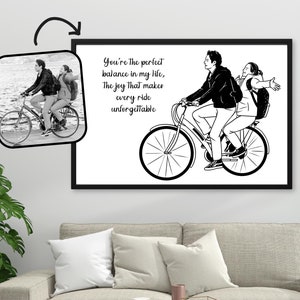 Custom Line Drawing First Anniversary Gift Portrait from Photo Gift for Boyfriend Husband Gift for Him