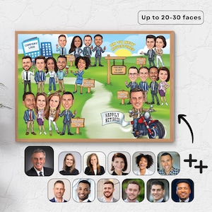 Caricatura di gruppo aziendale personalizzata Caricatura di squadra personalizzata Caricatura sul posto di lavoro Regalo per il capo Regalo per un collega Caricatura di cartone animato digitale