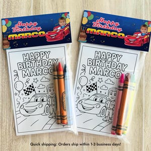 Personalized Cars Theme Birthday Coloring Pages Custom Name Kids Party Activity Favor Cars Coloring Sheets Physical Party Supplies
