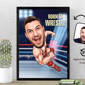 Benutzerdefinierte Wrestler Karikaturen Spaß Karikatur Benutzerdefinierte Karikatur Porträt Cartoon Personalisierte Karikatur Geschenk Individuelle Karikatur