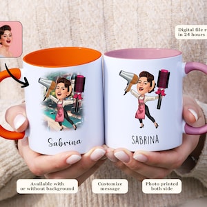 Personalized Hair Stylist Mug Custom Caricature Gift for Salon Professionals