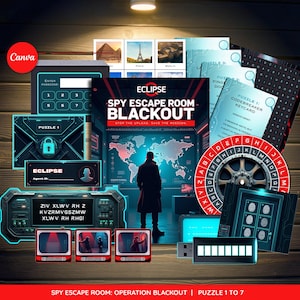 Spy Escape Room: Operation Blackout Escape Room Game Template 7 Puzzles Spy Escape Room Kids And Adults Game Friends & Family Game Night