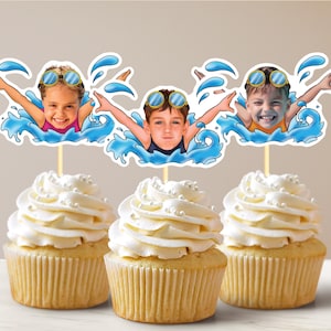 Swimmer Cupcake Toppers Swim Cupcake Toppers Swimming Toppers Swimmer Photo Props Swimmer Graduation Toppers Retirement Party Cupcakes