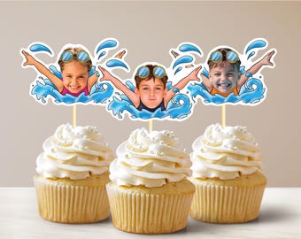 Décorations pour cupcakes de nageur Décorations pour cupcakes de bain Décorations de natation pour cupcakes Accessoires photo pour nageurs Décorations pour l'obtention du diplôme de nageur Cupcakes pour la fête de la retraite