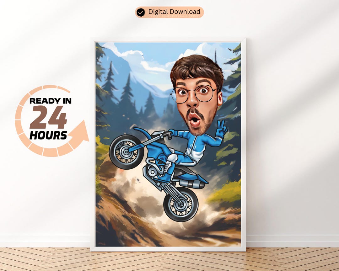 Dirt Bike Custom Caricature Custom Motocross Cartoon Portrait Dirt Bike ...