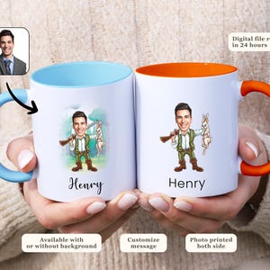 Hunter Caricature Mug Funny Caricature Coffee Cup for Outdoor Lovers
