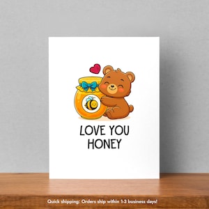 Je t'aime carte de voeux miel Carte de voeux drôle Cadeau de voeux d'anniversaire pour elle Cadeau personnalisé Saint-Valentin Lettre de mariage pour lui