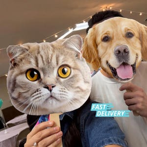 Custom Big Head Cutout Pet Face on A Stick Big Head Cutouts Big Head Pet Face Pawmily Party Sports Game Birthday Decorations Fat Head