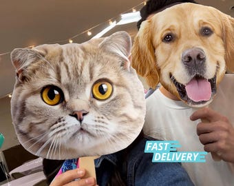 Custom Big Head Cutout Pet Face on A Stick Big Head Cutouts Big Head Pet Face Pawmily Party Sports Game Birthday Decorations Fat Head