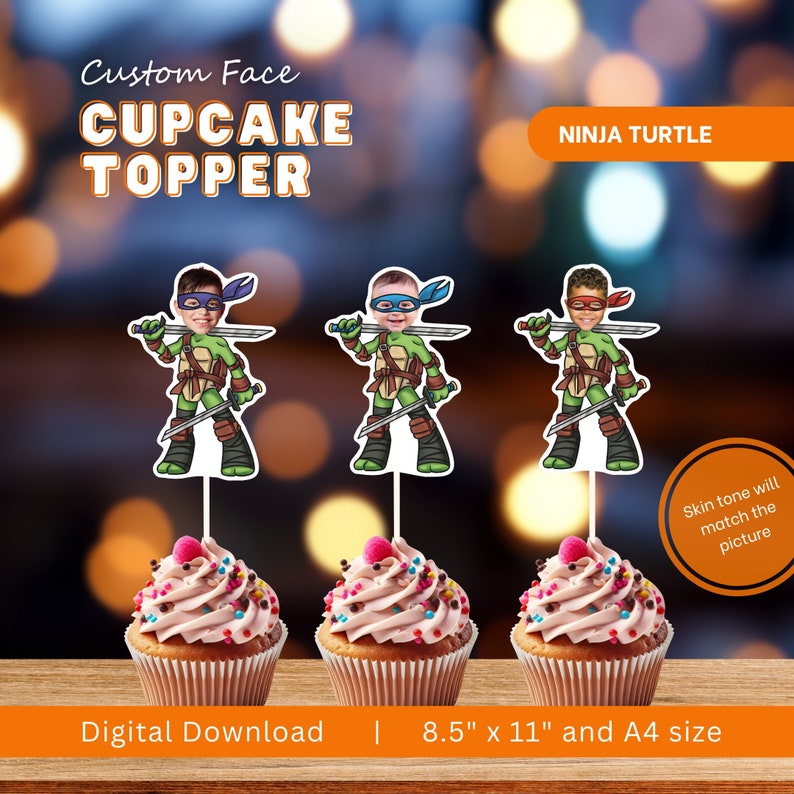 Ninja Cupcake Toppers Printable, Ninja Birthday Decorations, Ninja Cake ...
