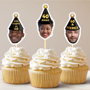 40th Birthday Personalized Face Cupcake Toppers