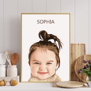 Custom Portrait From Photo Baby Portrait Family Portrait Couple Portrait Nursery Portrait Decor Baby Shower Gift Personalized Gift Wall Art