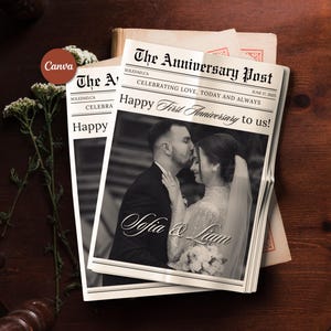 Wedding Anniversary Newspaper Template Anniversary Newspaper Template Wedding Anniversary Annual Celebration Gift For Spouse Canva