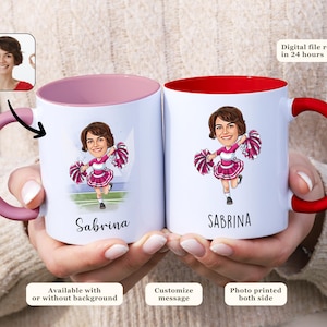 Custom Cheerleader Caricature Mug Personalized Cartoon Drawing from Photo