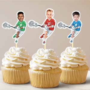 Lacrosse Cupcake Toppers Custom Cupcake Toppers Lacrosse Birthday Cupcake Lacrosse Themed Cake Toppers Personalized Custom Party Decor