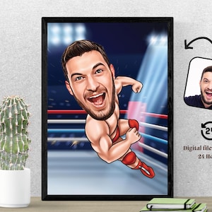 Custom Wrestler Caricatures Fun Caricature Custom Caricature Portrait Cartoon Personalized Caricature Gift Customized Caricature