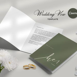 Plantilla editable de libro de votos matrimoniales, libro de votos para él y para ella, folleto imprimible, tarjeta de votos matrimoniales