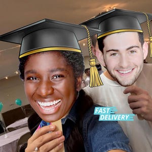 Custom Big Head Cut Out Graduate Face on a Stick Custom Heads on a Stick Graduation Face Fans Birthday Party Fan Heads Head-on-a-Stick