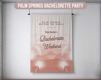 Op maat gemaakt wandtapijt - Palm Springs Before the Rings-banner voor vrijgezellenfeest