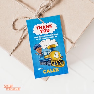 Custom Train Party Tags Thank You Tags Choo Choo Party Favors Chugga Two Two Favor Tags 2nd Birthday Tags Boy Gift Label Choo Choo Train Tag