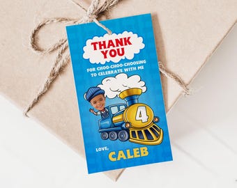 Custom Train Party Tags Thank You Tags Choo Choo Party Favors Chugga Two Two Favor Tags 2nd Birthday Tags Boy Gift Label Choo Choo Train Tag