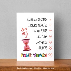 Carte de voeux 4e anniversaire Cadeau d'anniversaire de mariage Cartes de voeux drôles Mariage ou anniversaire de mariage Carte de voeux personnalisée pour femme et mari