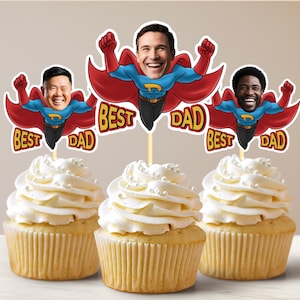 Best Dad Cupcake Topper Benutzerdefinierte Physische Cupcake Topper Glücklicher Vatertag Geschenk für alles Gute zum Geburtstag Papa Party Thema Vater Essen Dekoration