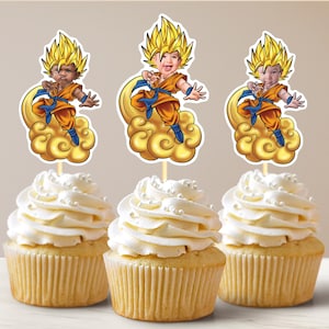 Custom Anime Cupcake Toppers Cake Topper DBZ Cake Toppers Anime Love Cupcake Topper Anime Themed Party Cosplayer Party Decoration