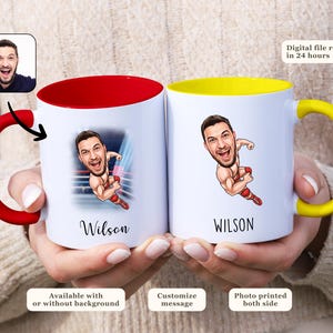 Wrestler Karikatur Becher Personalisiertes Cartoon Porträt Geschenk für Wrestling Fans