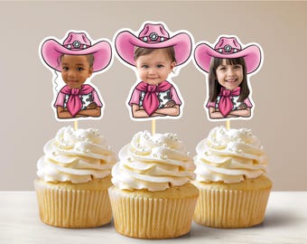 Rosa Cowgirl-Kuchendeckel-Cowgirl-Gesicht Lecker-Deckeln Erste Rodeo Kuchen-Deckel Erster Rodeo Geburtstag Yeehaw Kuchen-Deckel