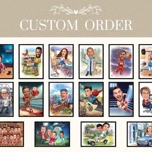 Commande personnalisée Portrait caricature Dessin de bande dessinée personnalisé à partir de votre portrait photo