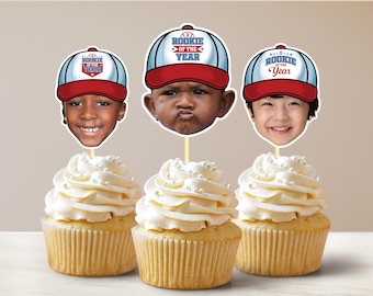 Custom Baseball Cupcake Toppers Rookie of the Year Personalized Baseball Topper Baseball  Custom Baseball Cake Topper 1st Birthday Party