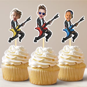 Rockstar Cupcake Topper Rock and Roll Birthday Party Customized Birthday Toppers Printable Cake Topper Guitarist Party Gift for Musician