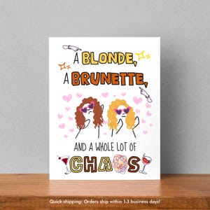 Cadeau carte de voeux drôle brune et blonde pour elle Cartes de voeux drôles pour meilleurs amis cartes pour soeur Cartes de voeux pour coiffeur