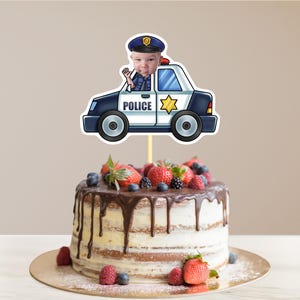 Topper Per Torta A Tema Polizia Con Distintivi, Polsini E Cappelli