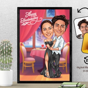 Couple Caricature Cartoon Portrait Personalized Caricature Portrait Couple Gift Caricature from Photo Couple Anniversary Gift