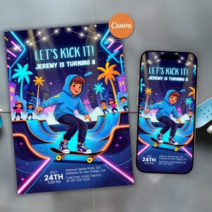 Skateboard Birthday Invitation Template Skatepark Party Teen Skating Event Skate Party Skateboard Skateboard Invite Skateboarding Theme