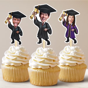 Graduate Personalized Face Cupcake Toppers