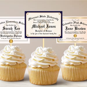 Diplom Cupcake Topper Mini-Diploma Cupcake Toppers Graduierung Zertifikate Abschlussfeier Physische Cupcake Topper Graduierte Geschenke für graduierte