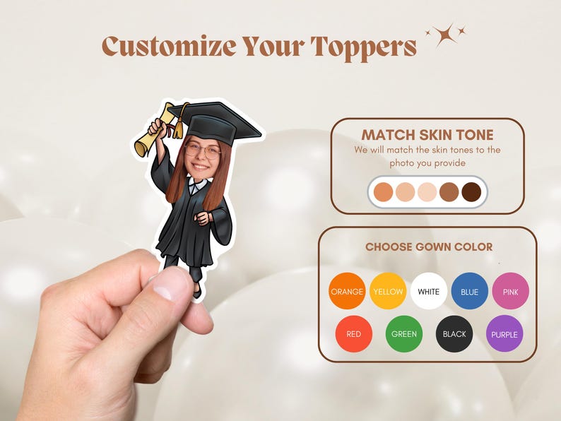 Graduation Photo Cupcake Toppers, Personalized Graduation Party Face ...