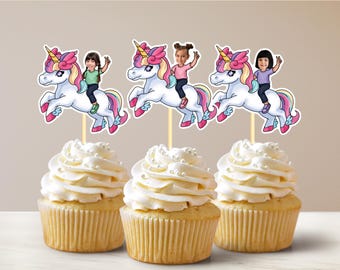 Unicorn Cupcake Toppers Unicorn Birthday Decor Unicorn Party Unicorn Decor Unicorn Birthday Cupcake Unicorn Ears Cupcake Unicorn Topper