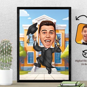 Benutzerdefinierte Abschluss Cartoon Portrait Abschluss Porträt Abschluss Geschenk Abschluss Cartoon Abschluss Karikatur vom Foto