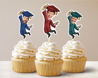 Graduate Personalized Face Cupcake Toppers