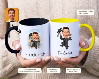 Graduation Caricature Mug Personalized Cartoon Portrait Gift for Graduates