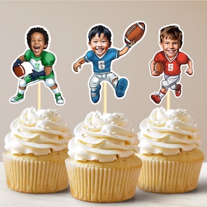Football Personalized Face Cupcake Toppers