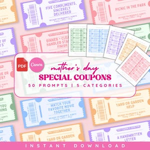 Mother's Day Special Coupons Template Mother's Day Gift Mom Momma Mommy Grandma Aunt Gift Mother's Day Gift Appreciation Gift For Mom