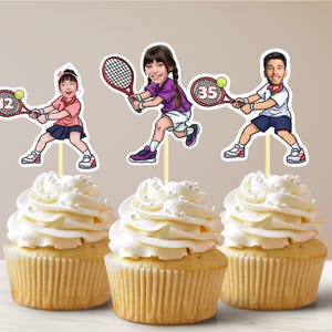 Tennis Face Cupcake Toppers Tennis Party Tennis Cupcake Toppers Tennis Theme Party Tennis Birthday Theme