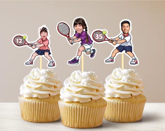 Tennis Face Cupcake Toppers Tennis Party Tennis Cupcake Toppers Tennis Theme Party Tennis Birthday Theme